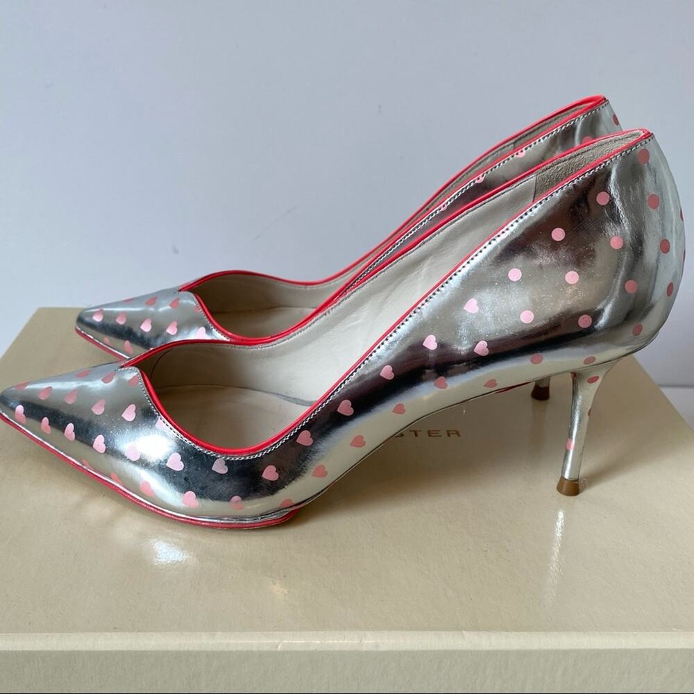 Sophia Webster Luella Silver Foil Heart Heels 37 7 - Picture 4 of 9